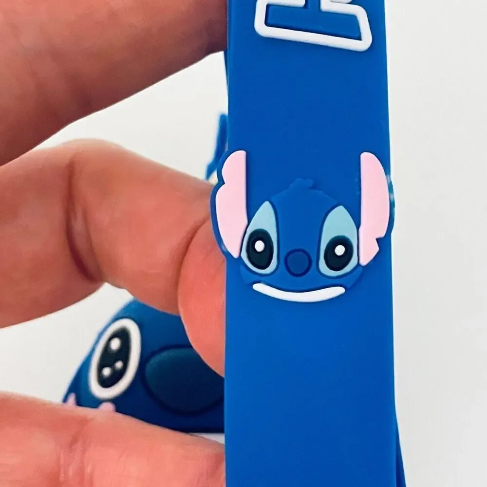 NWT Disney We love Stitch on Moped Blue Wristlet Key holder Keyring Keychain